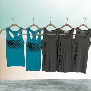 GASP 5 Piece Teal and Gray Tank Tops Collection M